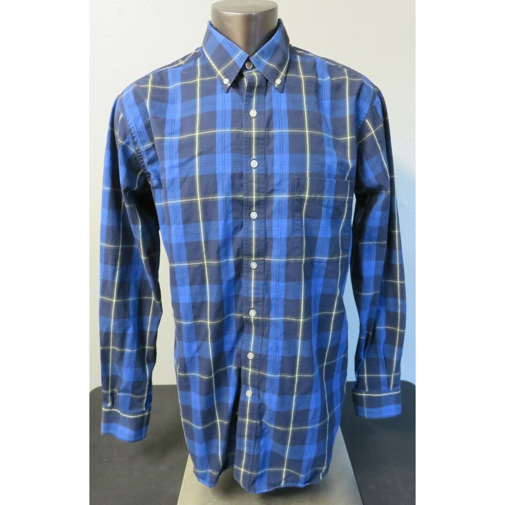 Mens Society Of One Dress Shirt Blue Green Size‎ XLT Cotton Long Sleeve Button